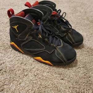 Jordan 7 Retro (PS) Black Citrus Varsity Red Youth Size 3 Used